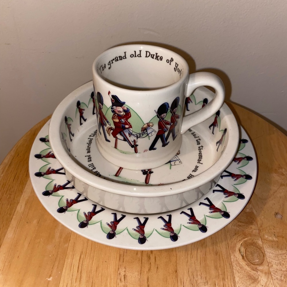 NEW Anderton Pottery England Childrens Grand Old Duke Of York Plate Bowl Cup